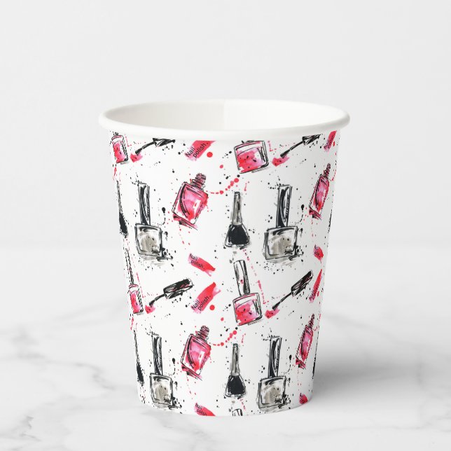 Watercolor Nail Polish Pattern Paper Cups (Left)