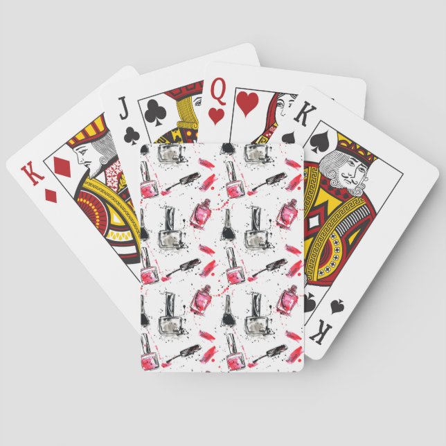 Watercolor Nail Polish Pattern Playing Cards (Back)