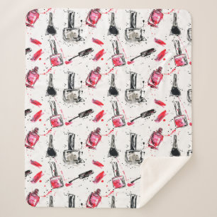 Watercolor Nail Polish Pattern Sherpa Blanket