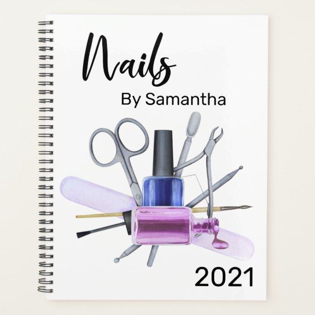 Watercolor Nail Salon Manicure Nail Polish Planner (Front)