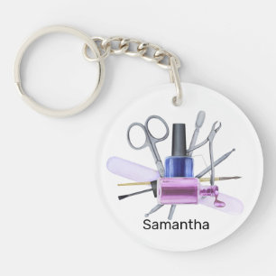 Watercolor Nail Salon Personalised Nail Polish Key Ring