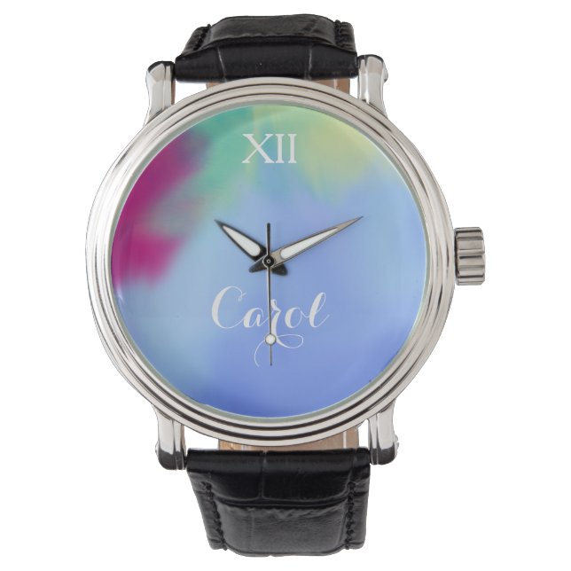 Watercolor Name Personalised  Watch (Front)