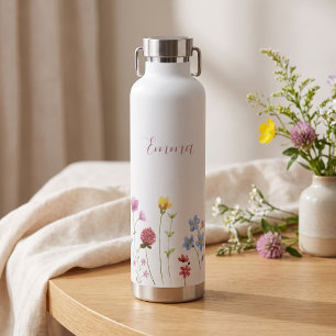 Watercolor Name Wildflower Minimalistic Boho Water Bottle