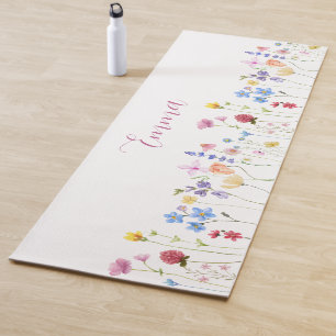 Watercolor Name Wildflower Minimalistic Boho Yoga Mat