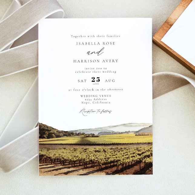 Watercolor Napa Valley Sonoma California Wedding Invitation (Creator Uploaded)