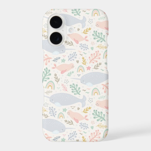 Watercolor Narwhal & Seal Pattern Samsung Galaxy S21 Case (Back)