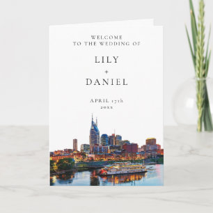 Watercolor Nashville Elegant Wedding Folded Programme