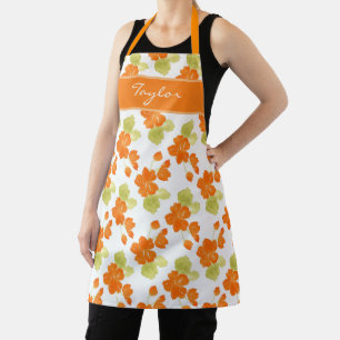 Watercolor Nasturtiums Pattern Apron