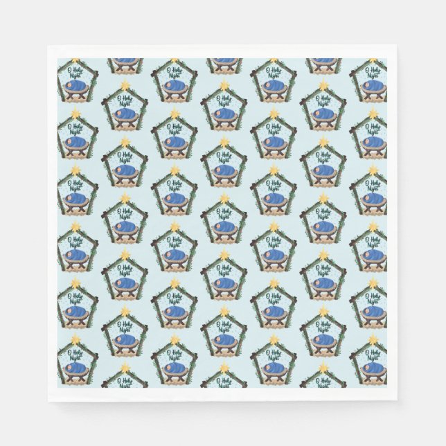 Watercolor Nativity Christmas  Napkin (Front)