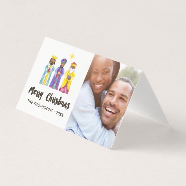 Watercolor Nativity Christmas Photo (Front)