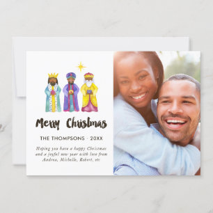 Watercolor Nativity Christmas Photo Holiday Card