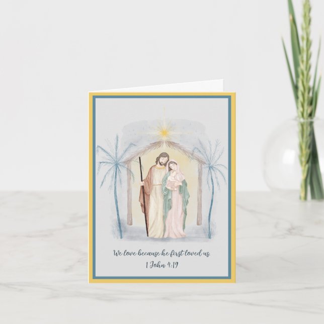 Watercolor nativity custom holiday card (Front)