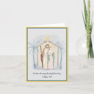 Watercolor nativity custom holiday card