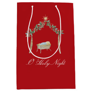 Watercolor Nativity Gift Tag Medium Gift Bag