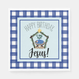 Watercolor Nativity Happy Birthday Jesus  Napkin