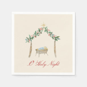Watercolor Nativity  Napkin