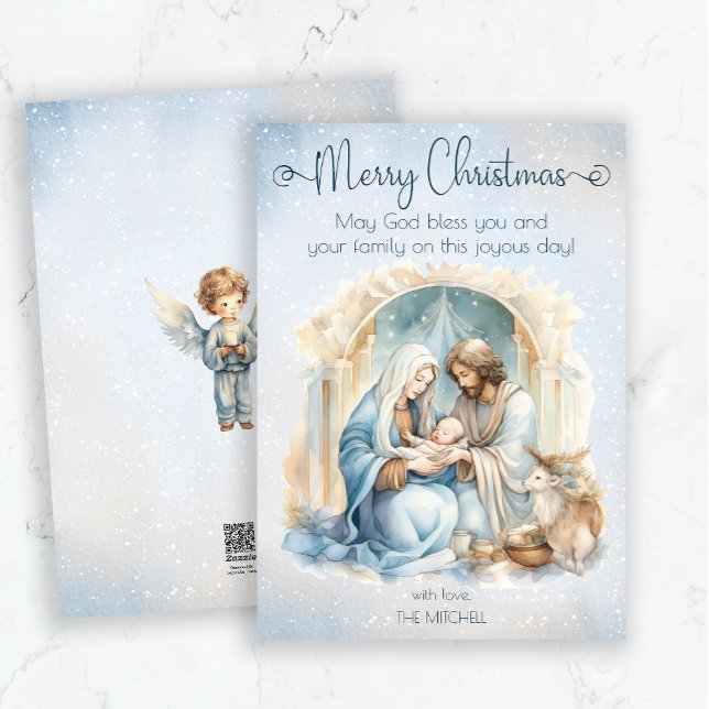 Watercolor Nativity Scene Baby Jesus Christmas Holiday Card (Creator Uploaded)