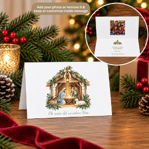Watercolor Nativity Scene Religious Christmas Card