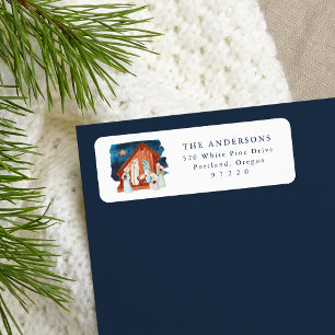 Watercolor Nativity Scene Return Address