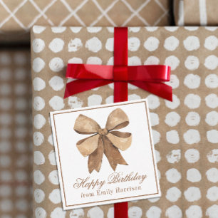 Watercolor Natural Burlap Bow Card