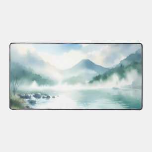Watercolor natural hot springs desk mat
