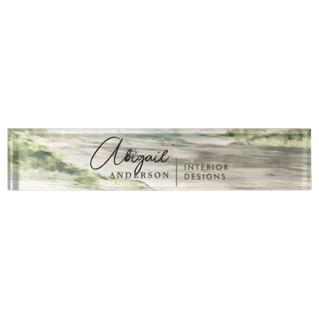 Watercolor Natural Lake and Greenery Landscape Nameplate (Front)
