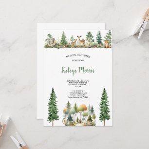  WATERCOLOR NATURAL  Woodland FOREST BabySHOWER  Invitation