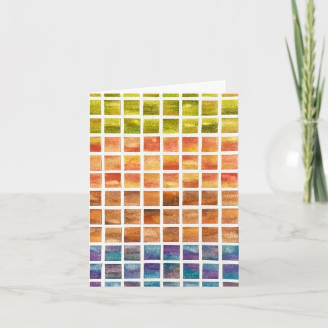 Watercolor Nature 4 Seasons Squares Folded Note Card (Front)