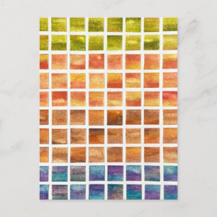 Watercolor Nature 4 Seasons Squares Postcard