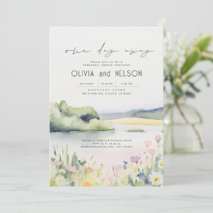 Watercolor Nature and Wildflowers Rehearsal Dinner Invitation