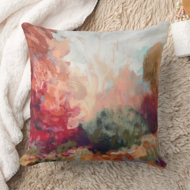 Watercolor nature colourful orange red green blue  cushion (Blanket)