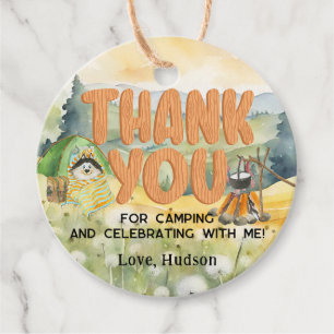 Watercolor Nature Cute Camping Dog Thank You Favour Tags