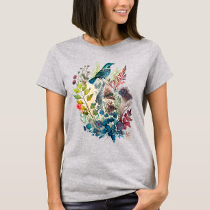 Watercolor Nature Folk Art Illustrations T-Shirt