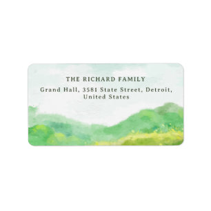 Watercolor Nature Mountain Wedding Label