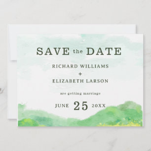 Watercolor Nature Mountain Wedding Save The Date