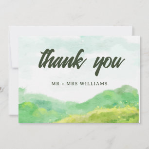 Watercolor Nature Mountain Wedding Thank You Card