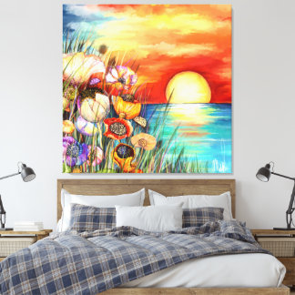 Watercolor Nature Sunrise Canvas Print