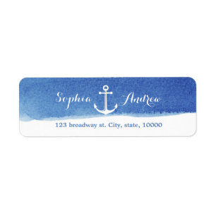 Watercolor nautical anchor monogram return address
