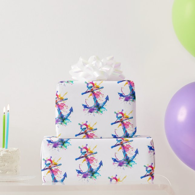 Watercolor Nautical Anchor Wrapping Paper (Party Gifts)