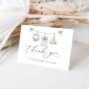 Watercolor Nautical Baby Shower Thank You Card