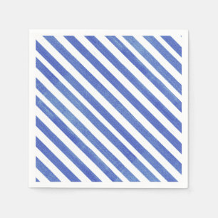 Watercolor Nautical Blue and White Stripes Napkin