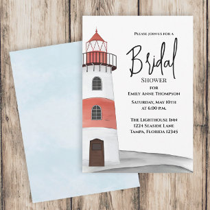 Watercolor Nautical Bridal Shower Sea Lighthouse Invitation