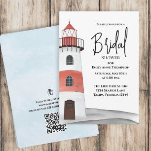 Watercolor Nautical Bridal Shower Sea QR Code Invitation