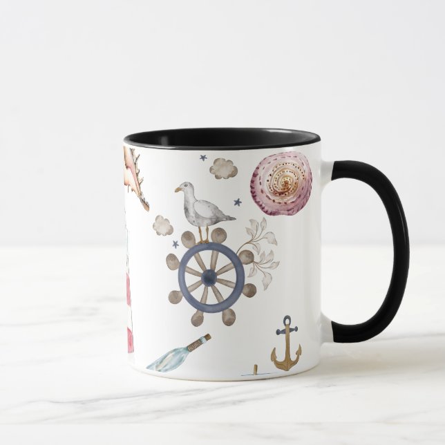 Watercolor Nautical Elements Sailor Mug (Right)