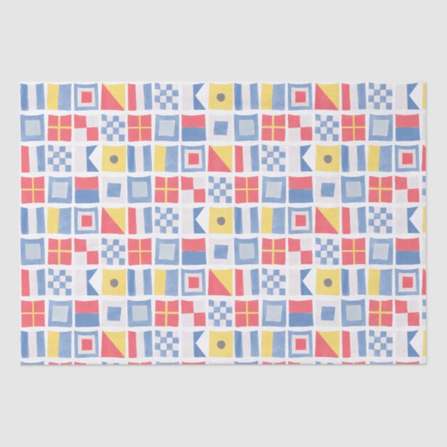 Watercolor Nautical Flags Maritime Sailing Shower Tissue Paper (Front)
