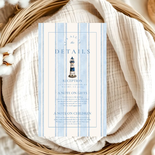 Watercolor Nautical Lighthouse Wedding Enclosure Card (Creator Uploaded)