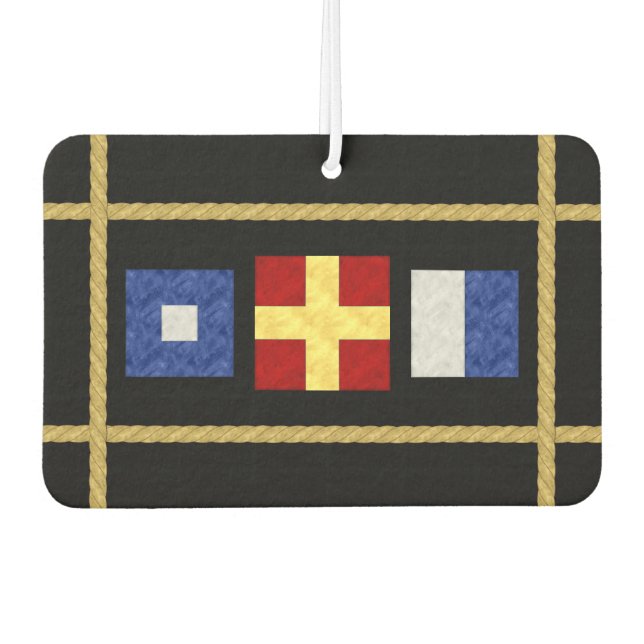 Watercolor Nautical Maritime Signal Flag Monogram Car Air Freshener (Front)