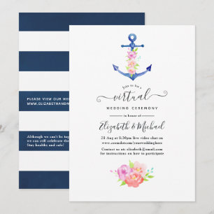 Watercolor Nautical Online Virtual Wedding Invitation