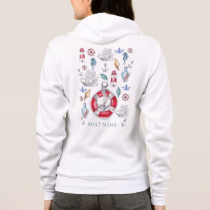 Watercolor Nautical Personalized Boat Name Hoodie