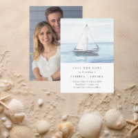 Watercolor Nautical Photo Sailing Save the Date 